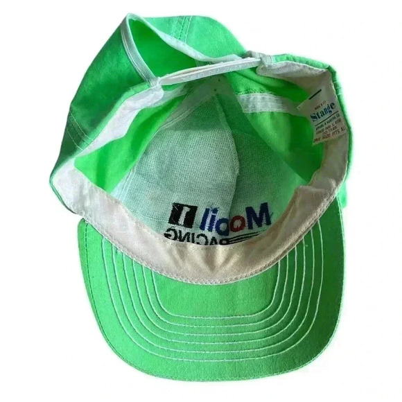 Vintage 80s 90s Mobile 1 Racing Snapback Hat Cap Neon Green Stange Made in USA - Picture 4 of 9